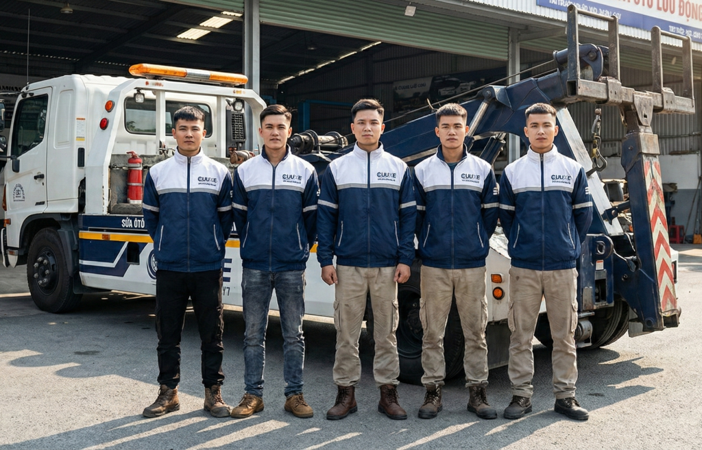 . Hỗ trợ kích bình ắc quy, vá lốp lưu động, kéo xe về gara. Có mặt sau 15 phút, giá rẻ 24/24.